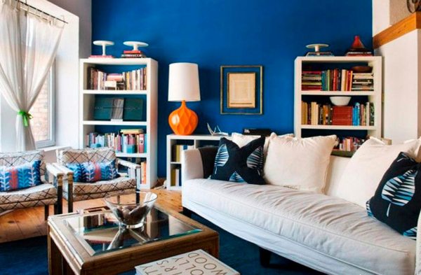 Синие обои в гостиной - комбинируем правильно | Oboi-Store.ru | Блог - всё об обоях для стен